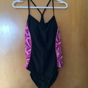 Crane Women one piece Swimsuit Pink and Black Size XL